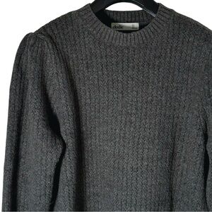 ELODIE Women's Heavy Designer Premium Grey Sweater Slightly Bishop Shoulders XL